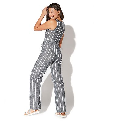 Juniors Vylette Belted Linen Jumpsuit