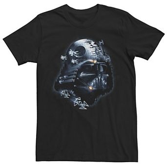 Men's Star Wars Darth Vader Helmet Death Star Collage Tee