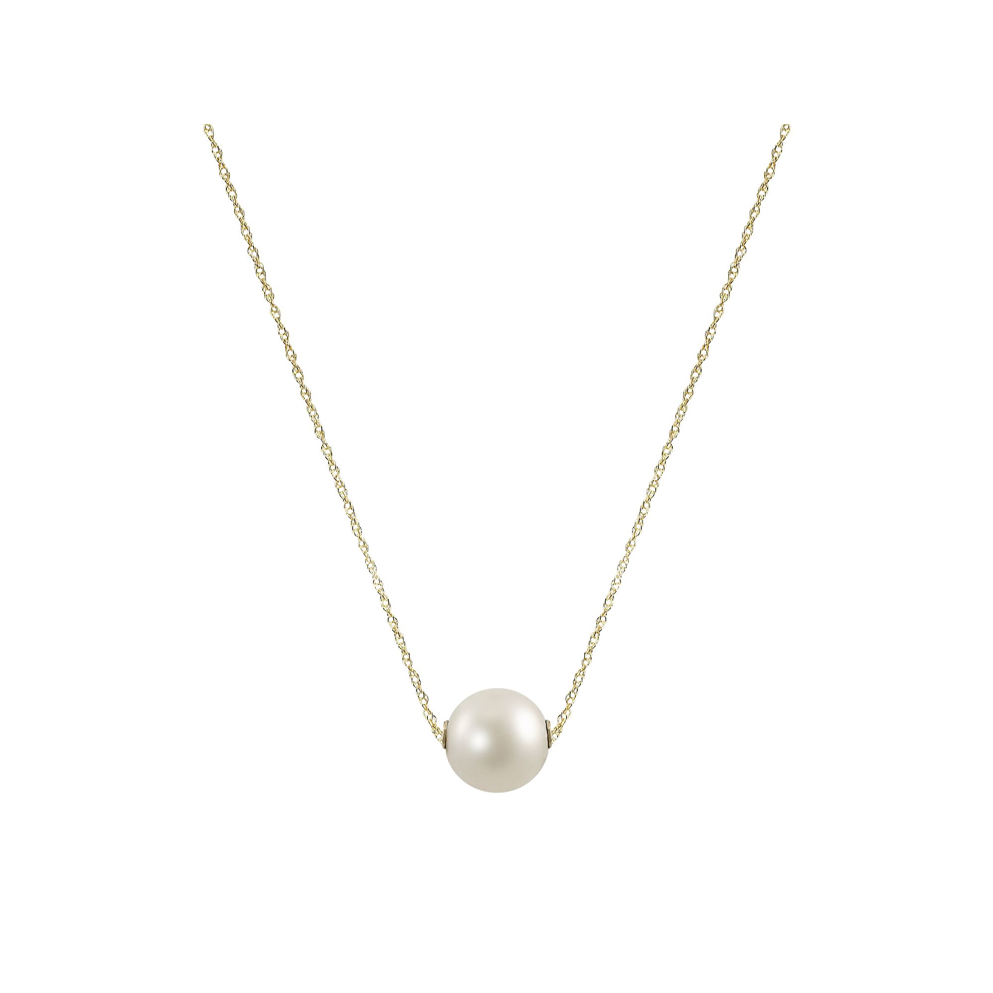 14k Gold Freshwater Cultured Pearl Slider Necklace, Womens, Size: 18, 1