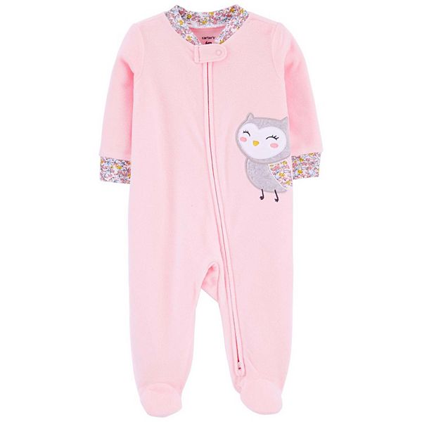 NWT The Childrens Place Owl Girls Footed Fleece Sleeper Pajamas 2T 3T 