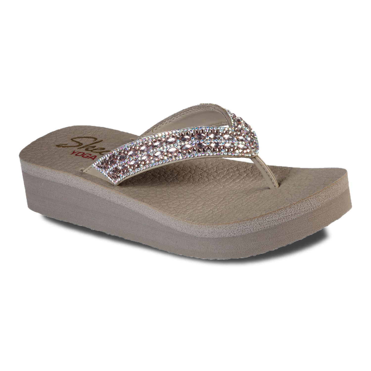 skechers cali beaded slip on wedge