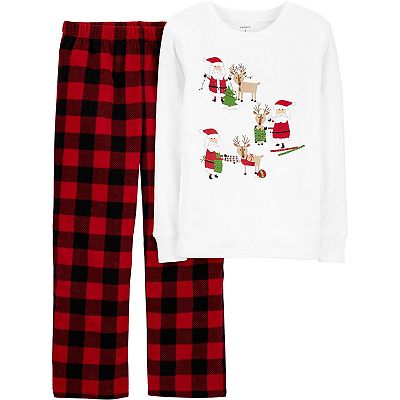 Girls 4 14 Carter s 2 Piece Santa Christmas Fleece Pajama Set