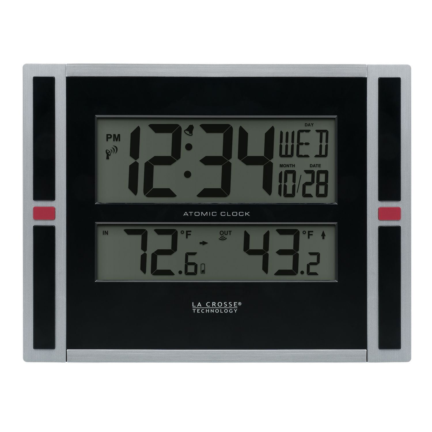 La Crosse Technology 513-05867-int Extra Large Atomic Digital Clock with Indoor Temperature and Humidity - Black