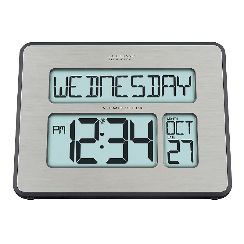 LaCrosse Technology Atomic Digital Clock with Backlight, Full Calendar & Te