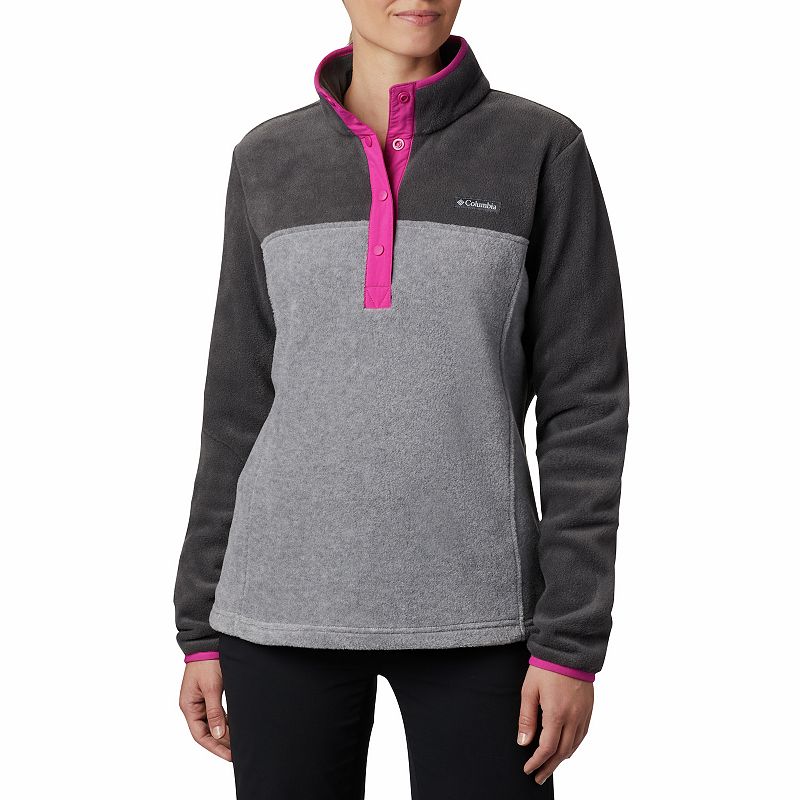 Womens Columbia Benton Springs Half-Snap Fleece Jacket, Size: Medium, Grey