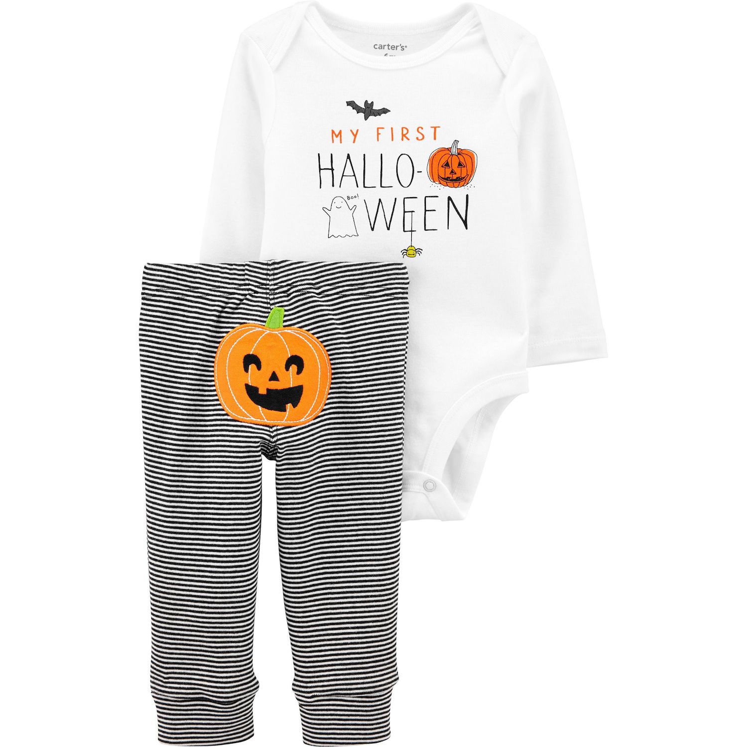 First Halloween Pumpkin Bodysuit Pant Set