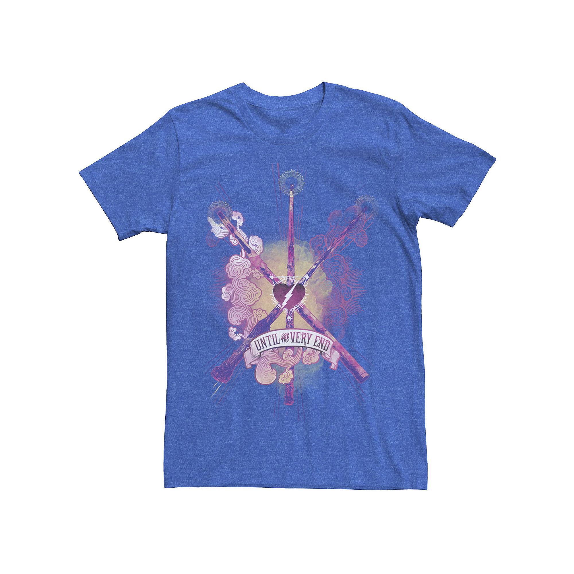 Mens Harry Potter Until The Very End Wands Tee, Size: Small, Royal Grey