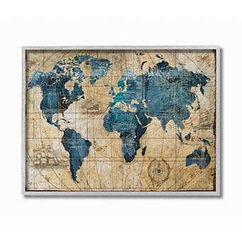 Stupell Home Decor Vintage Abstract World Map Wall Art