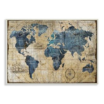 Stupell Home Decor Vintage Abstract World Map Wall Art