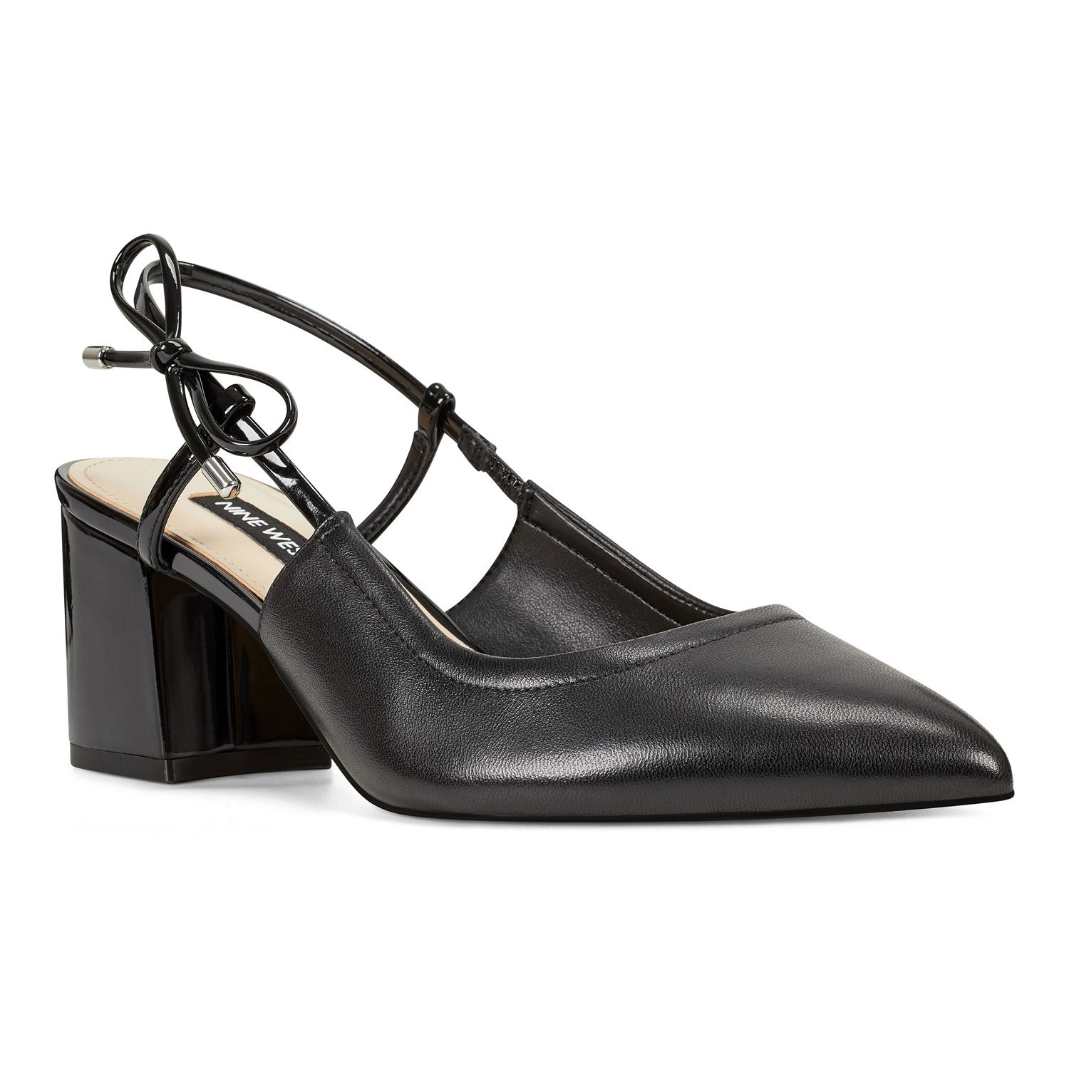 nine west black leather heels