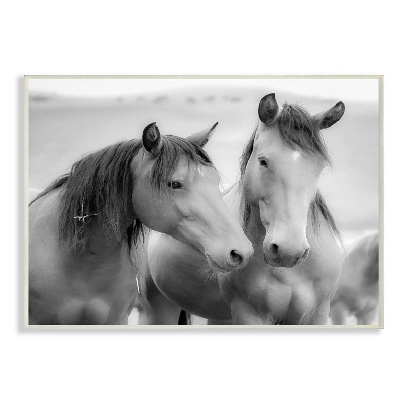 Stupell Home Decor Black and White Two Horses Wall Art, Multicolor, 12X18