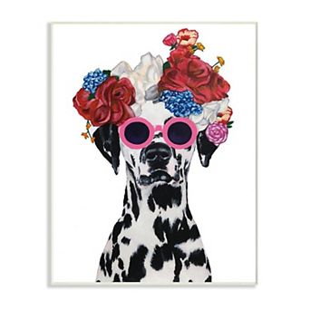 Stupell Home Decor Dalmatian Dog Flower Crown & Sunglasses Plaque Wall Art