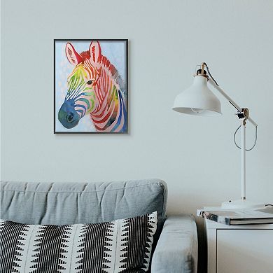 Stupell Home Decor Colorful Abstract Zebra Framed Wall Art