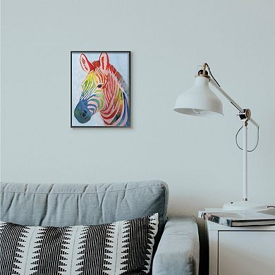 Stupell Home Decor Colorful Abstract Zebra Framed Wall Art