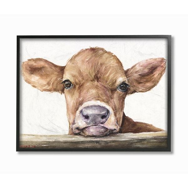 Stupell Home Decor Baby Cow Watercolor Framed Wall Art - Bebe Home Decor Wall Art