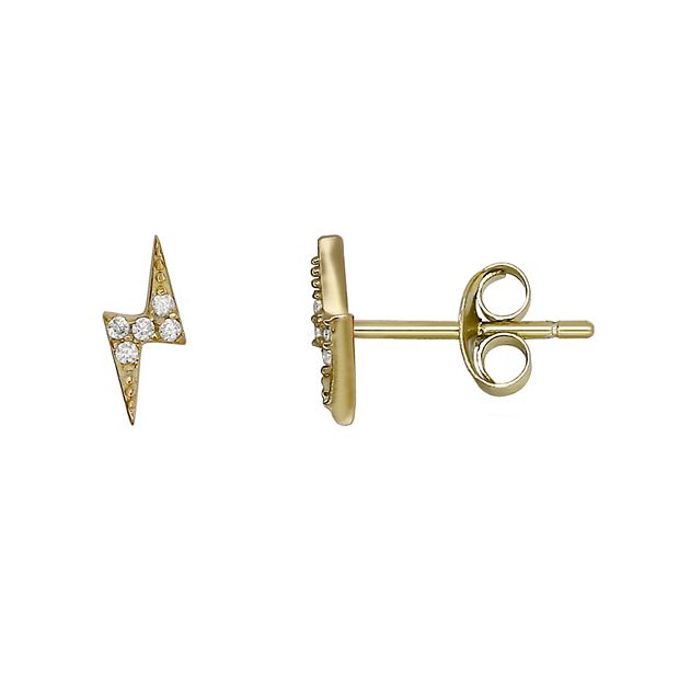 Gold Gilded Spike Stud Earrings in Oxidized Sterling Silver