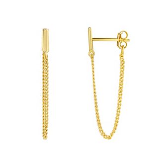 PRIMROSE Sterling Silver Bar Chain Front To Back Stud Earrings