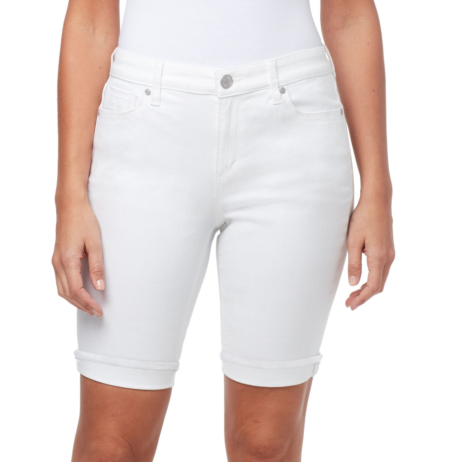 white bermuda jean shorts