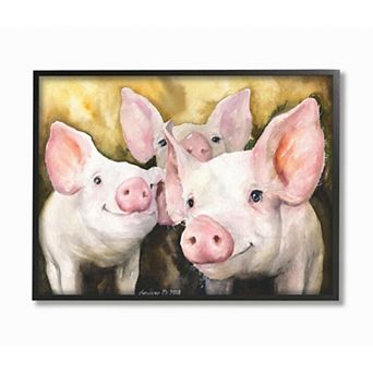 Stupell Home Decor Baby Pigs Watercolor Framed Wall Art