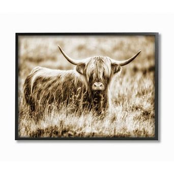 Stupell Home Decor Cow In Pasture Framed Wall Art
