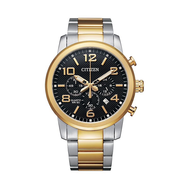 Citizen Men's Two Tone Stainless Steel Chronograph Watch - AN8054-50E, Size: Large