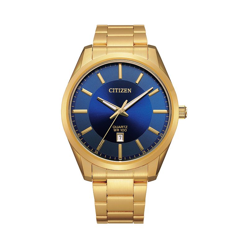 Citizen Men's Gold Tone Stainless Steel Blue Dial Watch - BI1032-58L, Size: Large