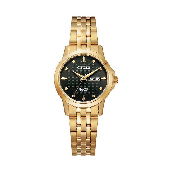 Citizen Women's Gold Tone Stainless Steel BLack Dial Watch -EQ0603-59F