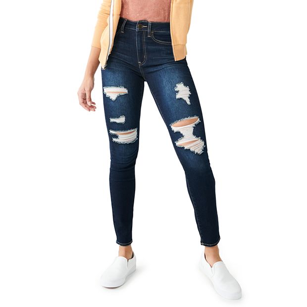 No Boundaries Juniors Curvy Ultra High Rise Ankle Skinny Jeans 