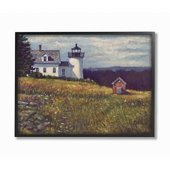 Stupell Home Decor Lighthouse Scene Overlooking Forest Textured Wall Art