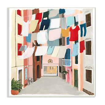 Stupell Home Decor Colorful Clothes Line Between Apartments Wall Art