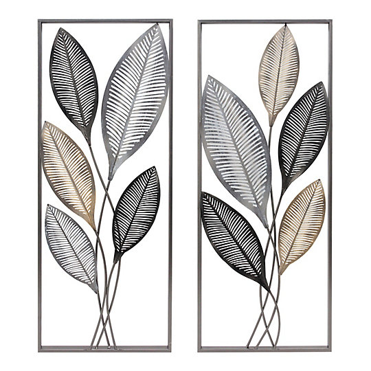 Firstime Metallic Leaves Wall Decor 2 Piece Set