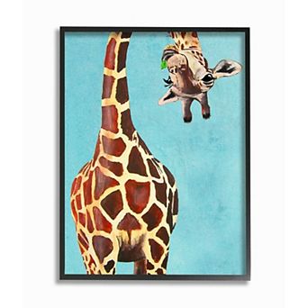 Stupell Home Decor Curious Giraffe Chewing Leaves Framed Wall Art