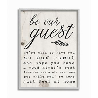 Stupell Home Decor Be Our Guest Poem Framed Wall Art