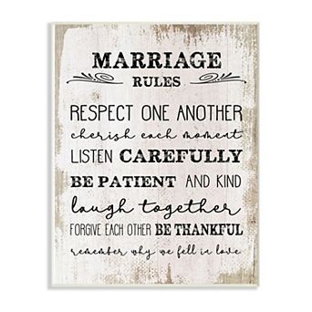 Stupell Home Decor "Marriage Rules" Wall Plaque Art