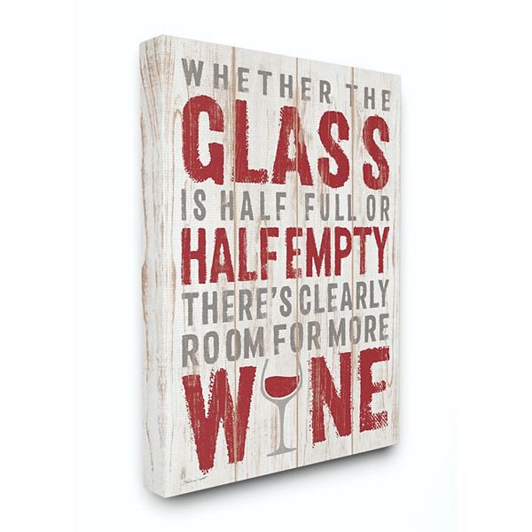 Stupell Home Decor Wine Glass Wood Textured Canvas Wall Art