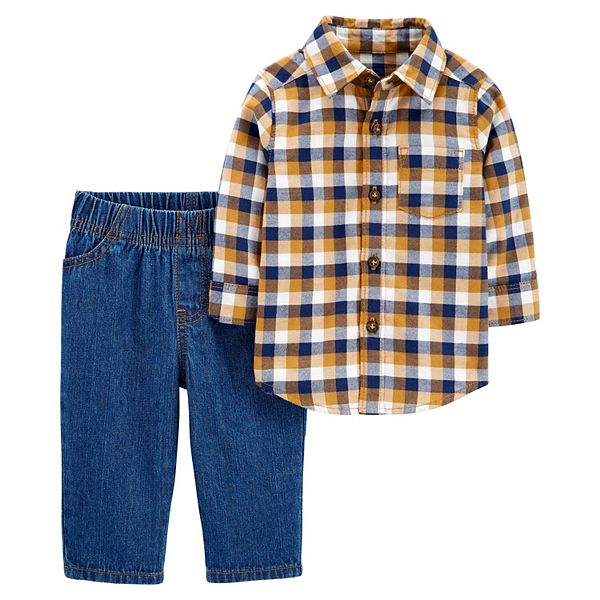 Baby Boy Carter's 2Piece Plaid ButtonFront Shirt & Jeans Set
