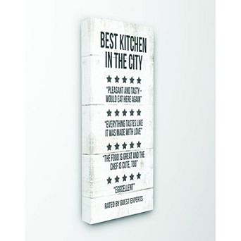 Stupell Home Decor Best Kitchen Five Star Wood Texture Canvas Wall Art