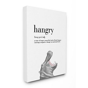 Stupell Home Decor Hangry Hippo Canvas Wall Art