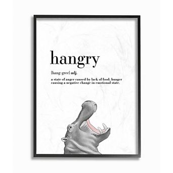 Stupell Home Decor Hangry Hippo Rustic Framed Wall Art