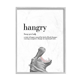 Stupell Home Decor Hangry Hippo Rustic Framed Wall Art