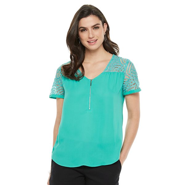 Women's Apt. Lace Zipper-Neck Top