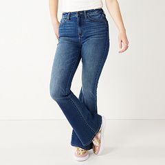 Vibrant Women's Juniors High Rise Button Fly Flare Jeans : :  Clothing, Shoes & Accessories