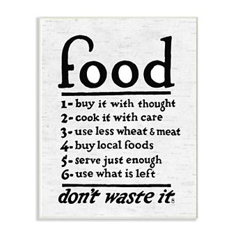 Stupell Home Decor Food Steps Typography Plaque Wall Art