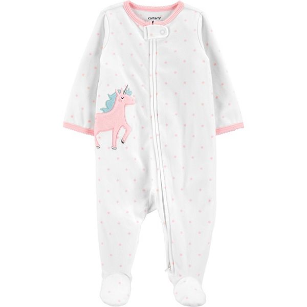 Baby Girl Carter's Unicorn Dotted Fleece Sleep & Play