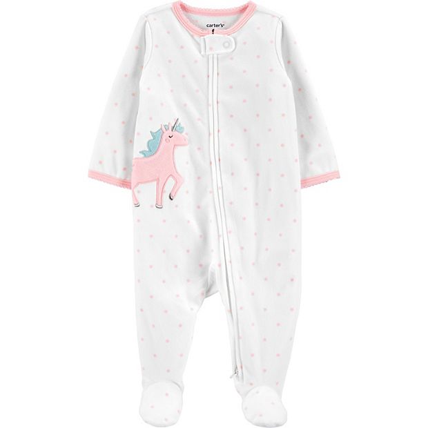 Baby Girl Carter s Unicorn Dotted Fleece Sleep Play