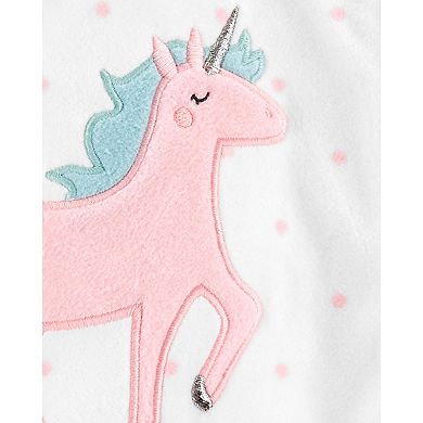 Baby Girl Carter's Unicorn Dotted Fleece Sleep & Play