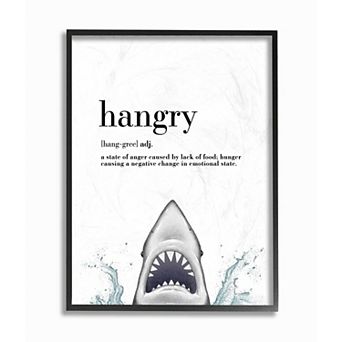 Stupell Home Decor Hangry Shark Rustic Framed Wall Art