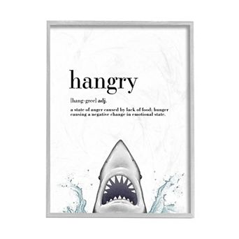 Stupell Home Decor Hangry Shark Rustic Framed Wall Art