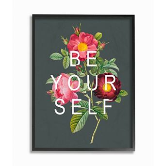 Stupell Home Decor Be Yourself Floral Framed Wall Art