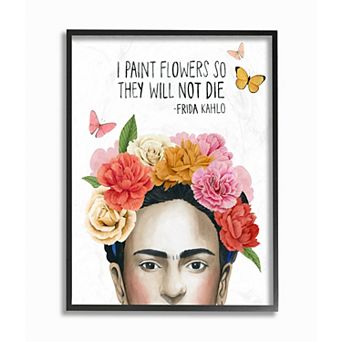 Stupell Home Decor Painted Flowers Don't Die Frida's Flowers Framed Wall Art